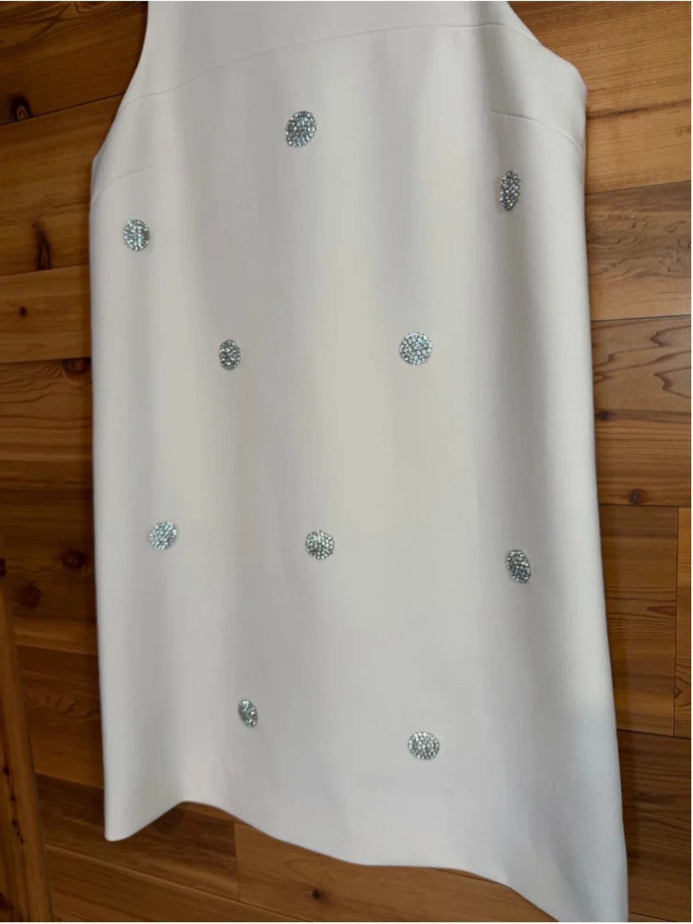 Kate Spade cream sleeveless shift dress rhinestone polka dots women’s size 12